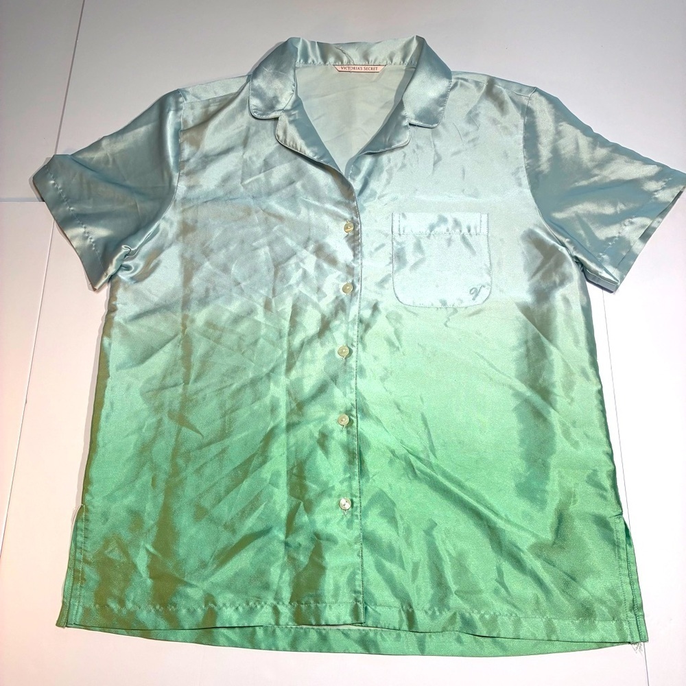 Victorias Secret Size Small Sea Glass Ombre Blue Short Sleeve Pajama Set - Picture 3 of 8